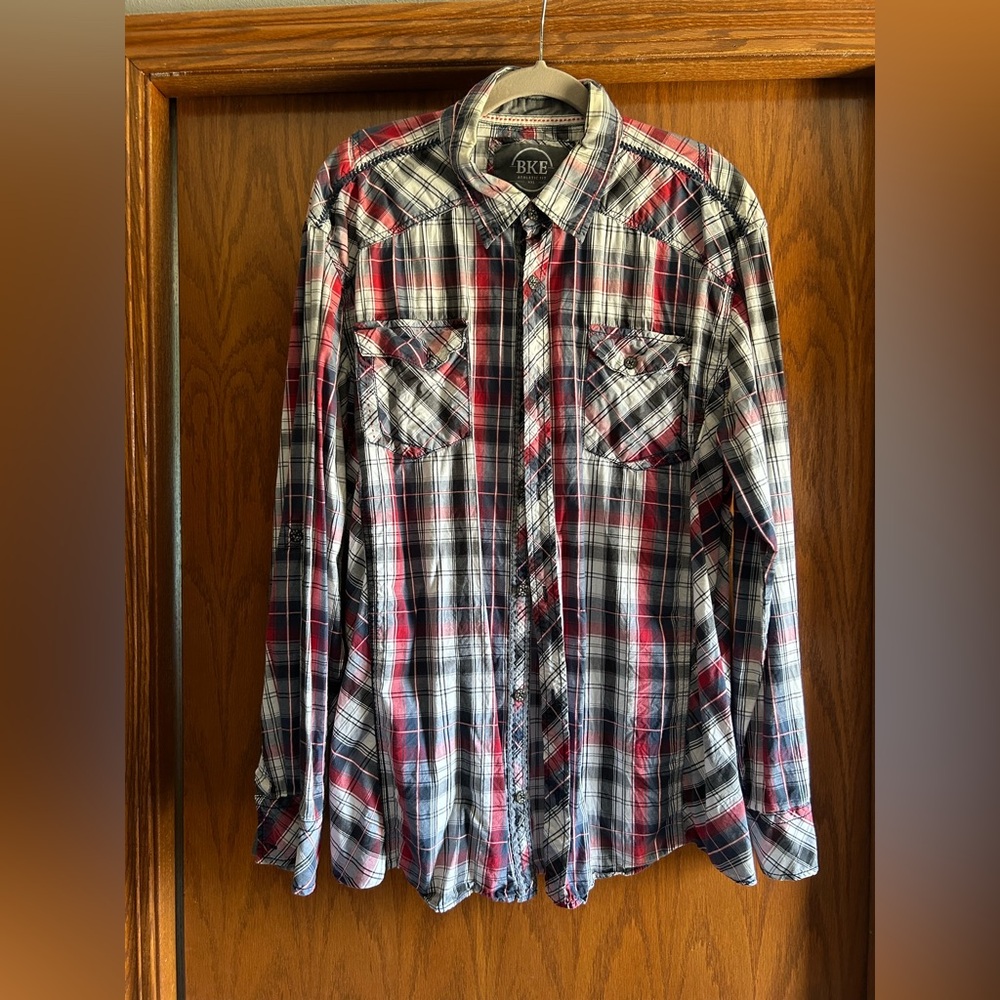 BKE Men's Multicolor Plaid Button Down Shirt
